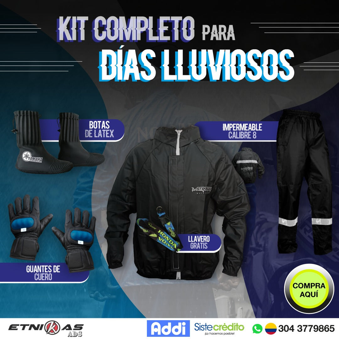 ¡Compra 🔥 Combo Especial Impermeable Motero Rainguard C8 + Botas Látex + Guantes con Protecciones 🏍️💥
