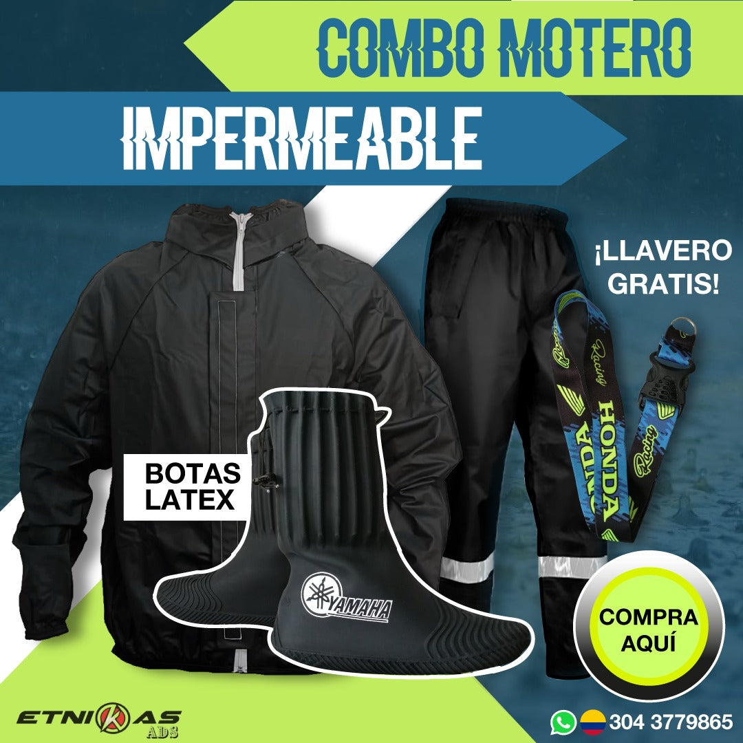 Combo Impermeable Motero – Siliconado S8+ Botas de Látex