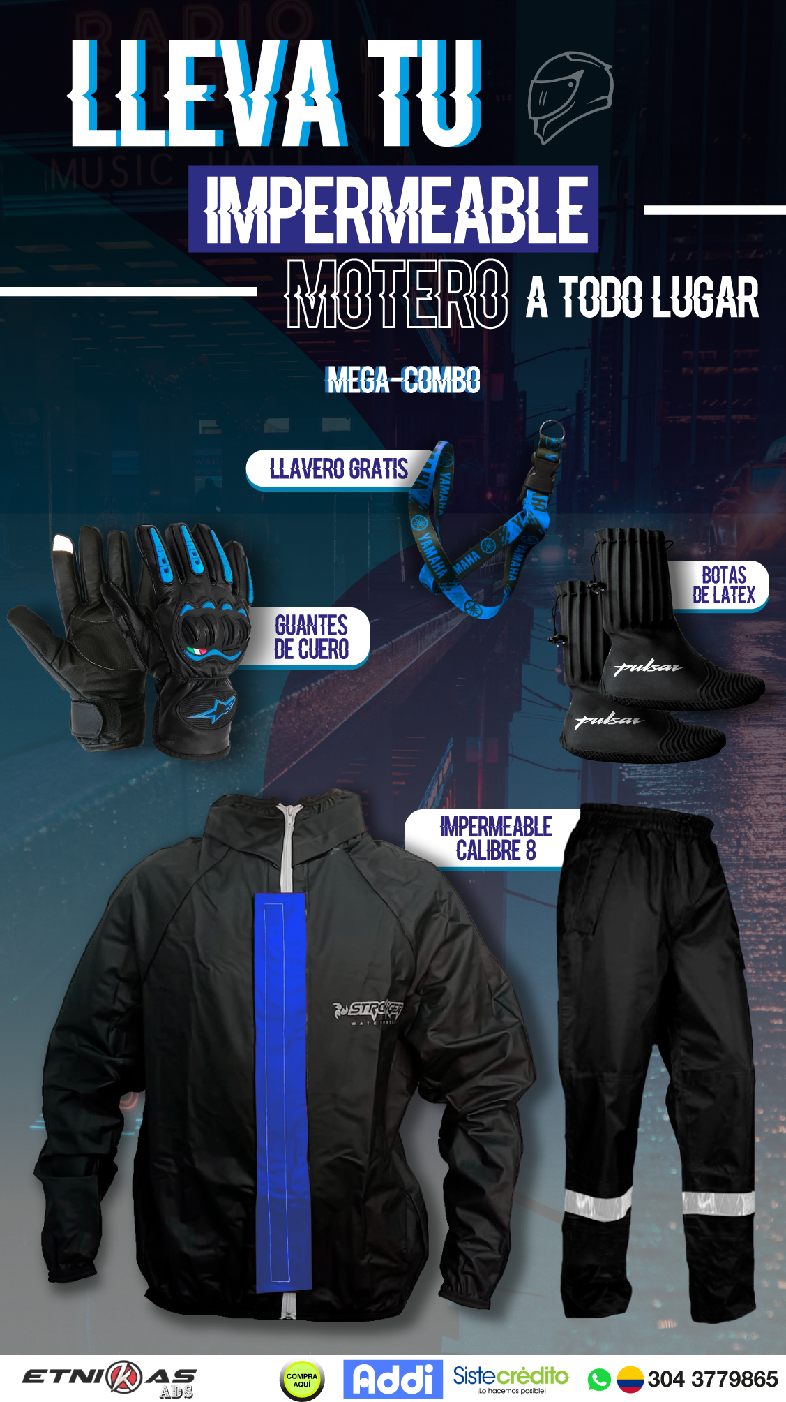¡Compra 🔥 Combo Especial Impermeable Motero Rainguard C8 + Botas Látex + Guantes con Protecciones 🏍️💥