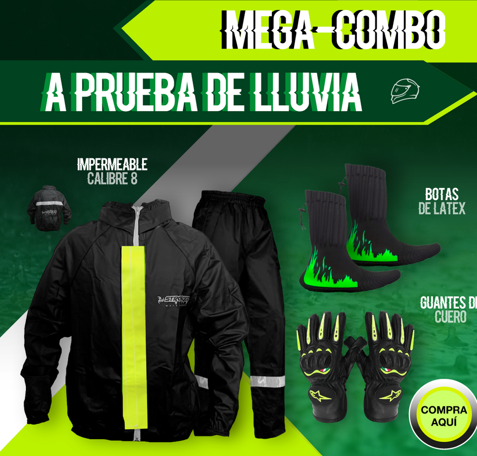 ¡Compra  🔥 Combo Especial Impermeable Motero Rainguard C8 + Botas Látex + Guantes con Protecciones 🏍️💥